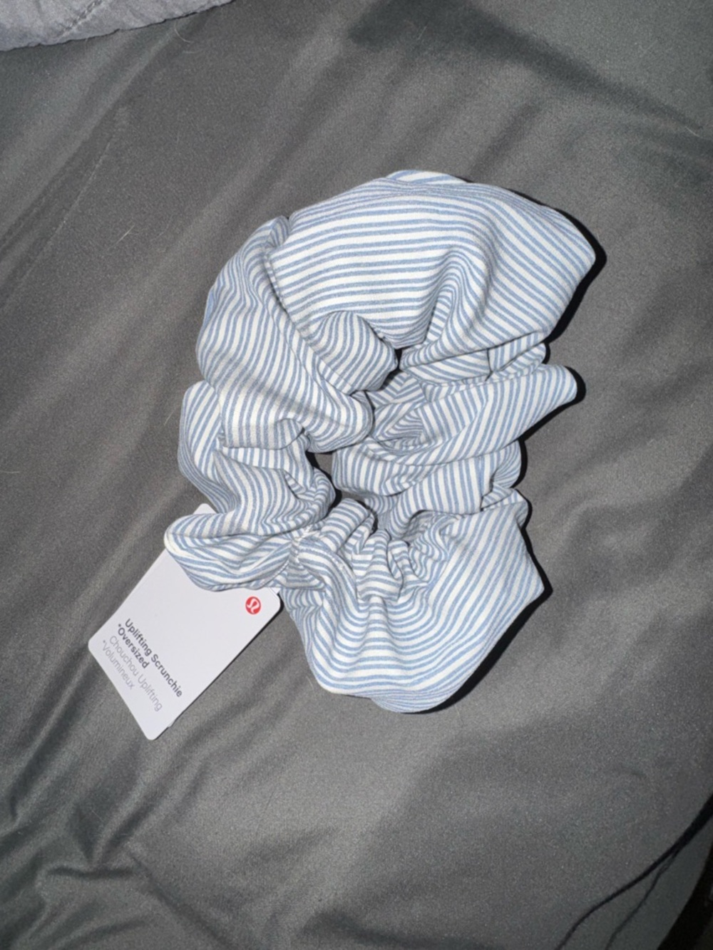 lululemon athletica Blue and White Striped Scrunchie